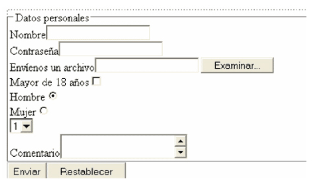 Imagen 3. Ejemplo de elementos de formulario. 